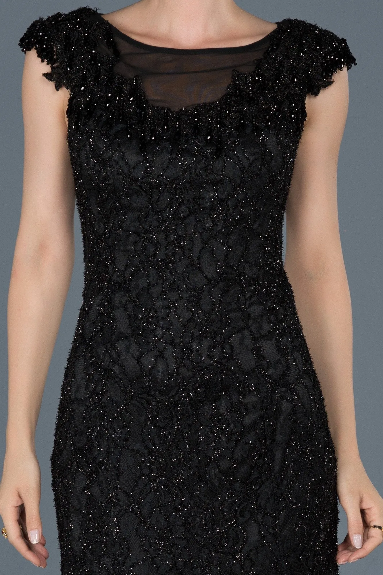 16995 Black Shimmer Lace Dress