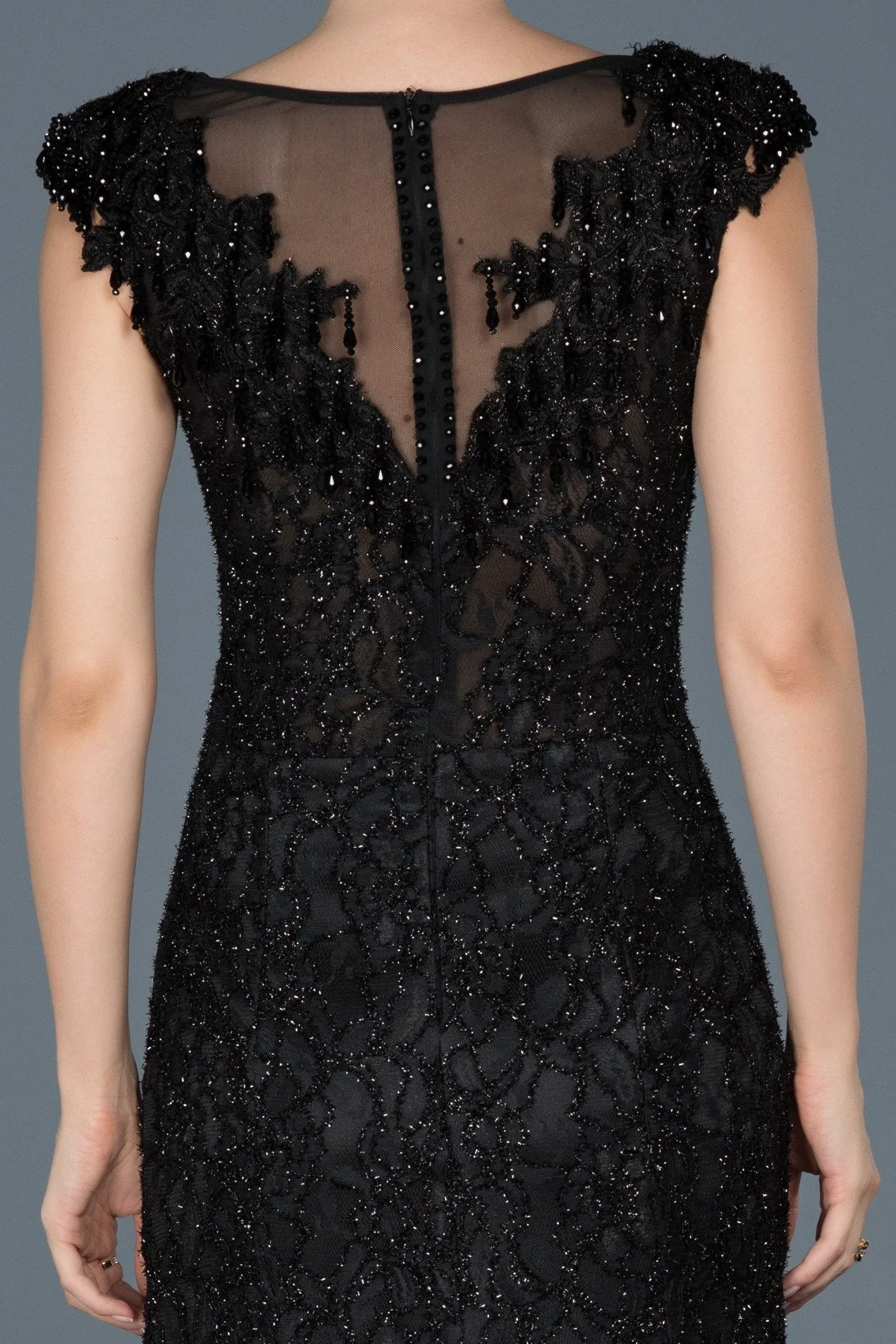 16995 Black Shimmer Lace Dress