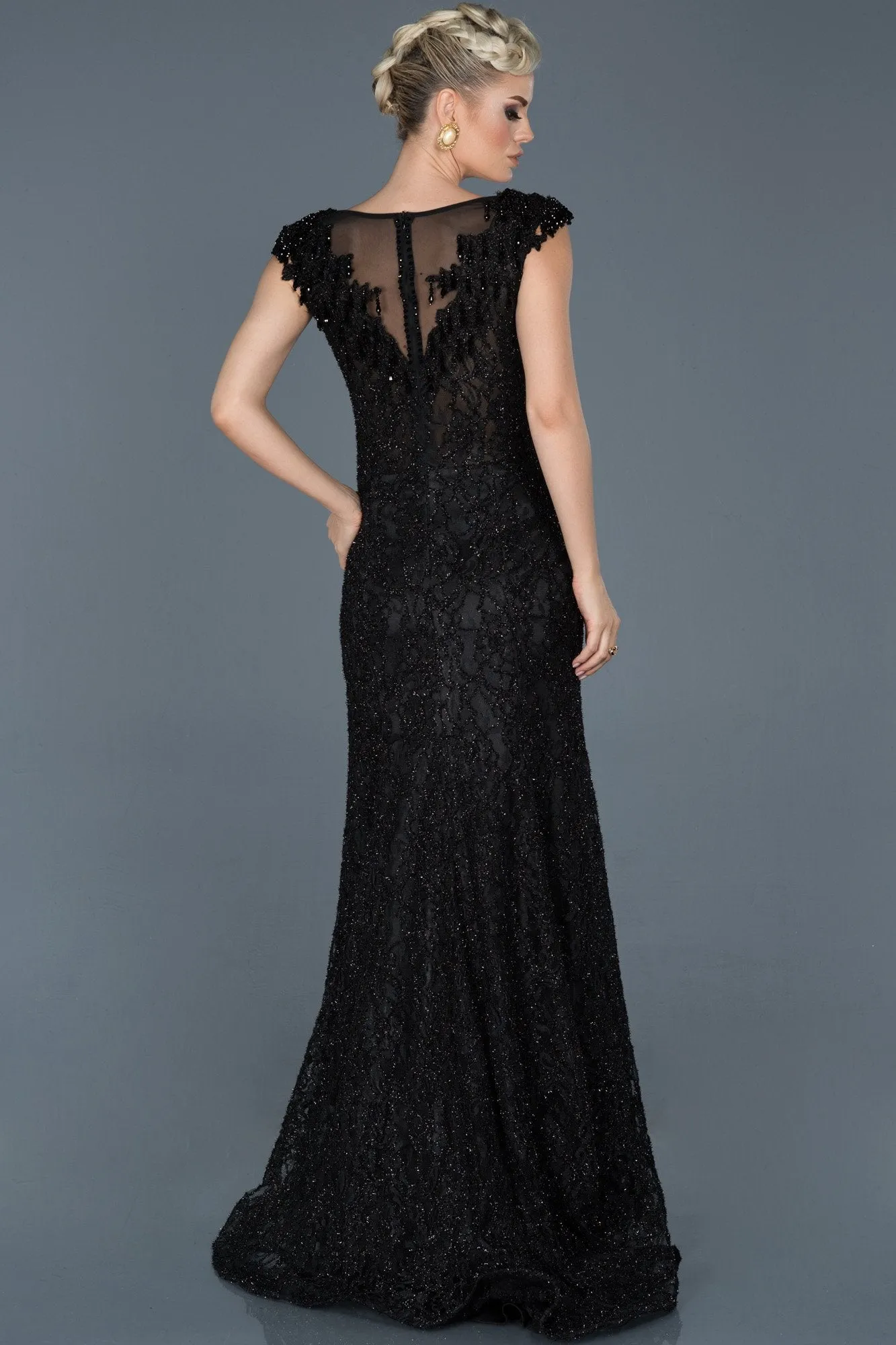 16995 Black Shimmer Lace Dress