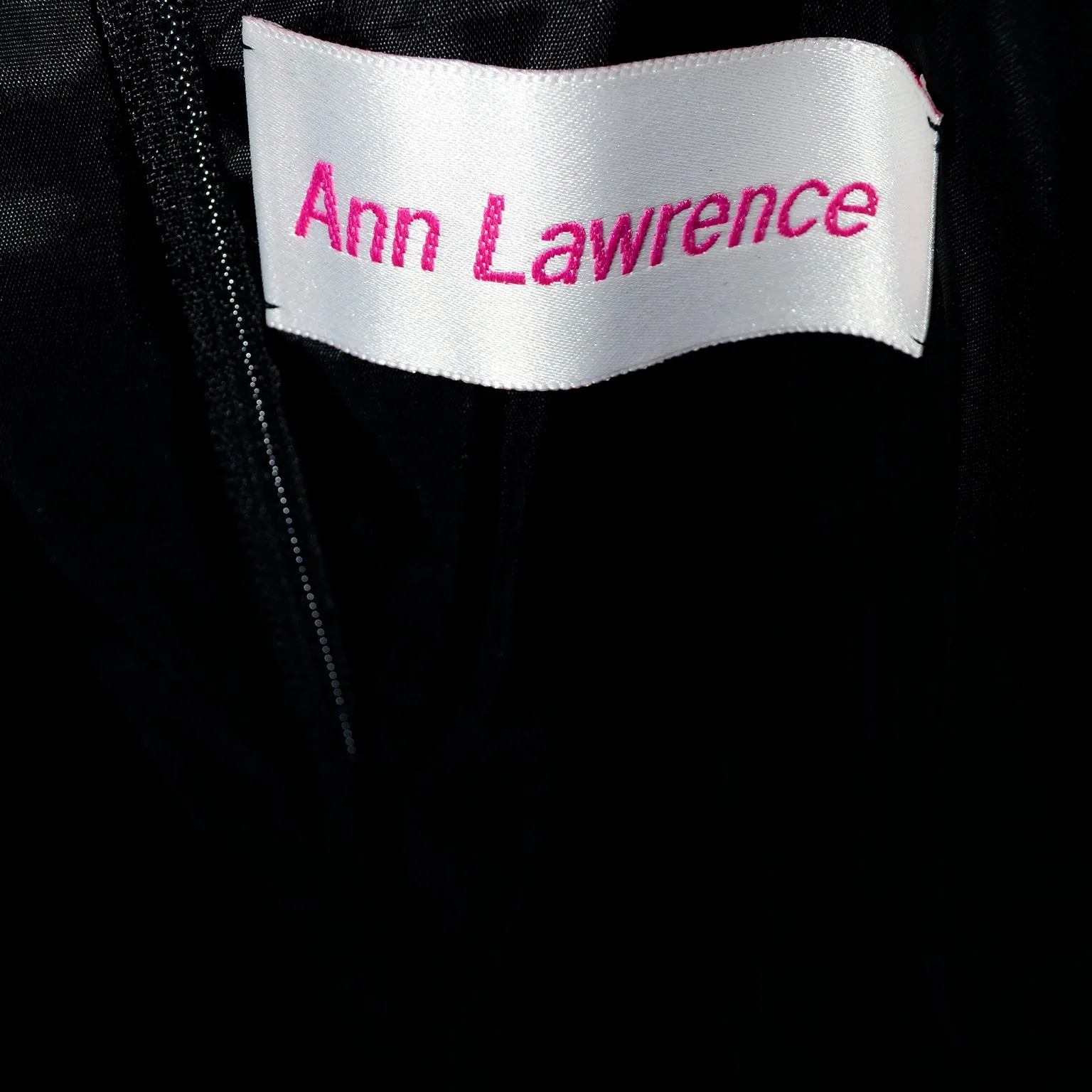 1980s Ann Lawrence Beaded Black Vintage Evening Dress W Crystal Drops