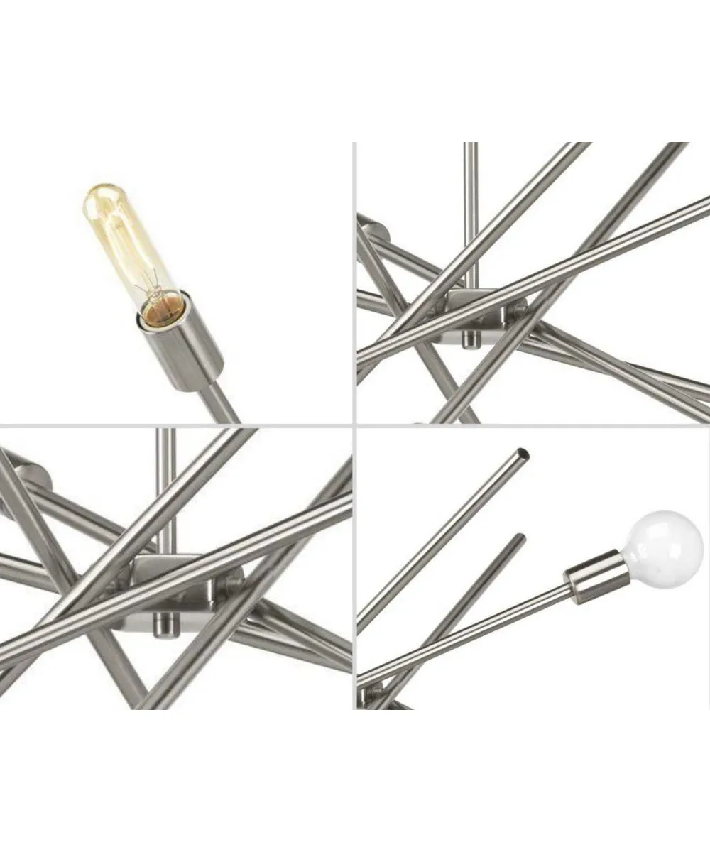 Astra 6-Light Mid-Century Modern Chandelier Light Brushed Nickel