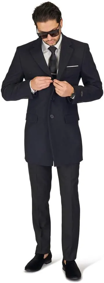 AZAR MAN Slim Fit Modern Wool Overcoat 3 Button Notch Lapel Top Trench Coat