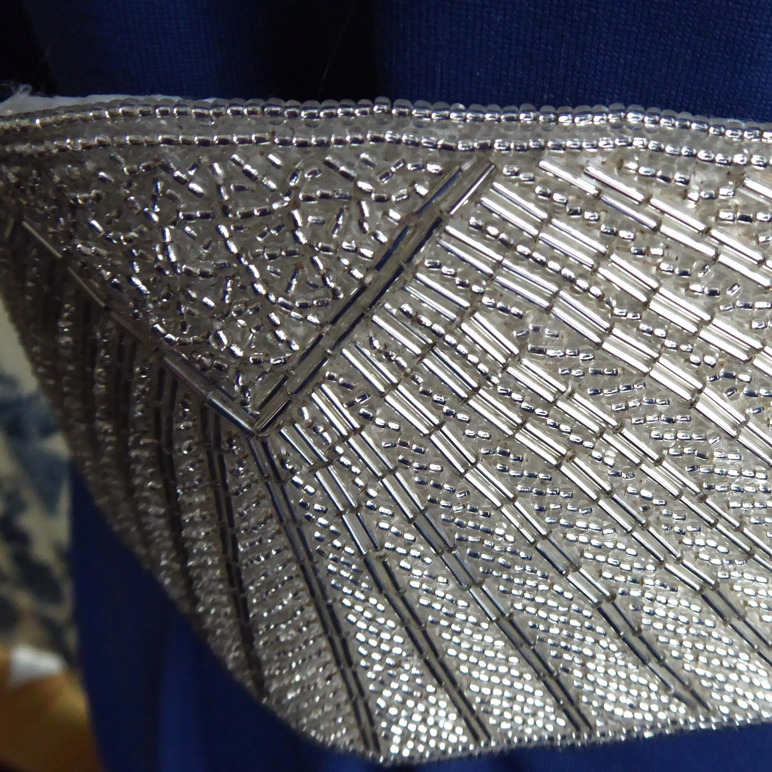 Belt White Satin Beaded Belt Vintage Sunrise Adjustable Silver Crystal Beads 1970s
