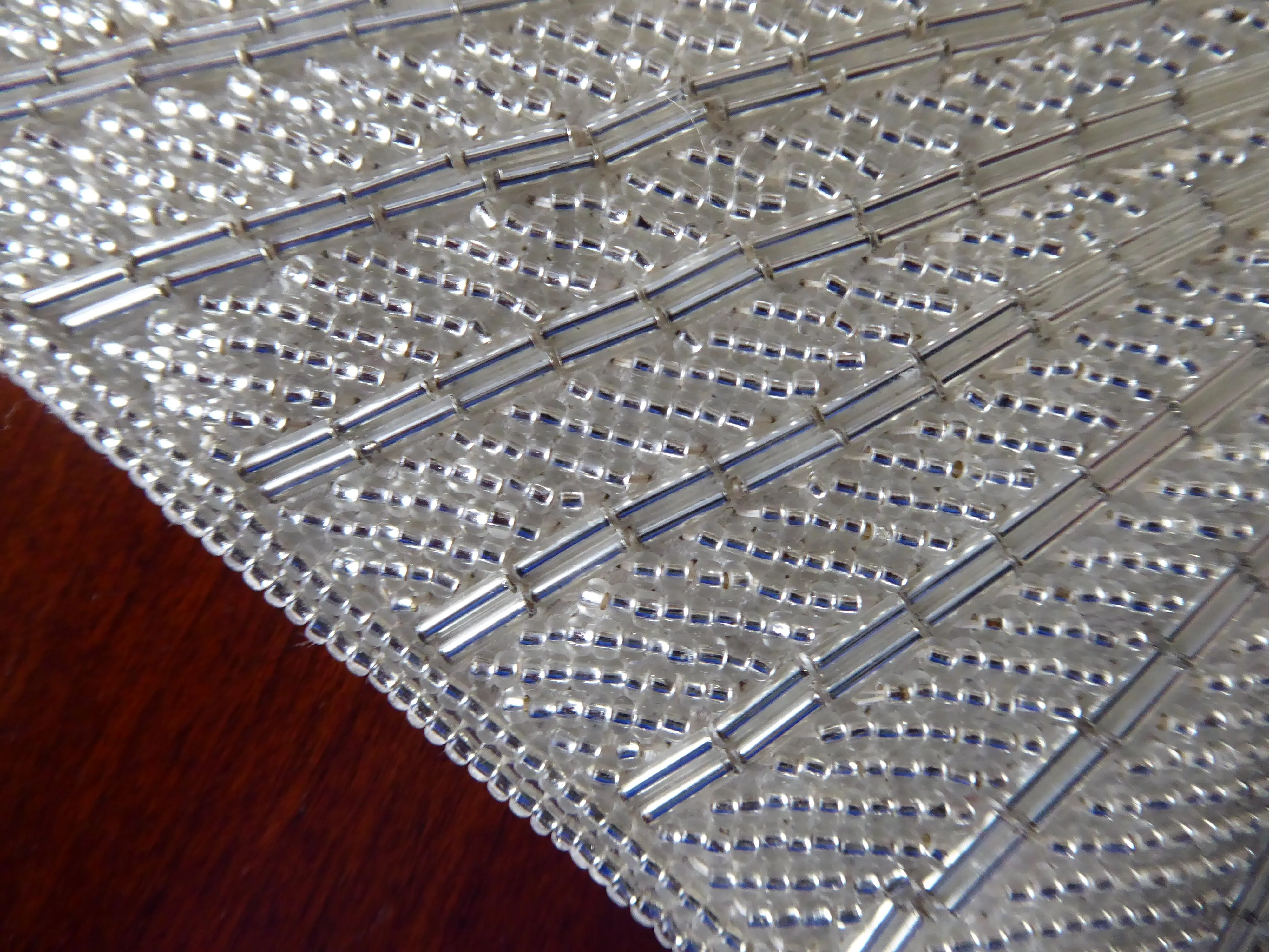 Belt White Satin Beaded Belt Vintage Sunrise Adjustable Silver Crystal Beads 1970s