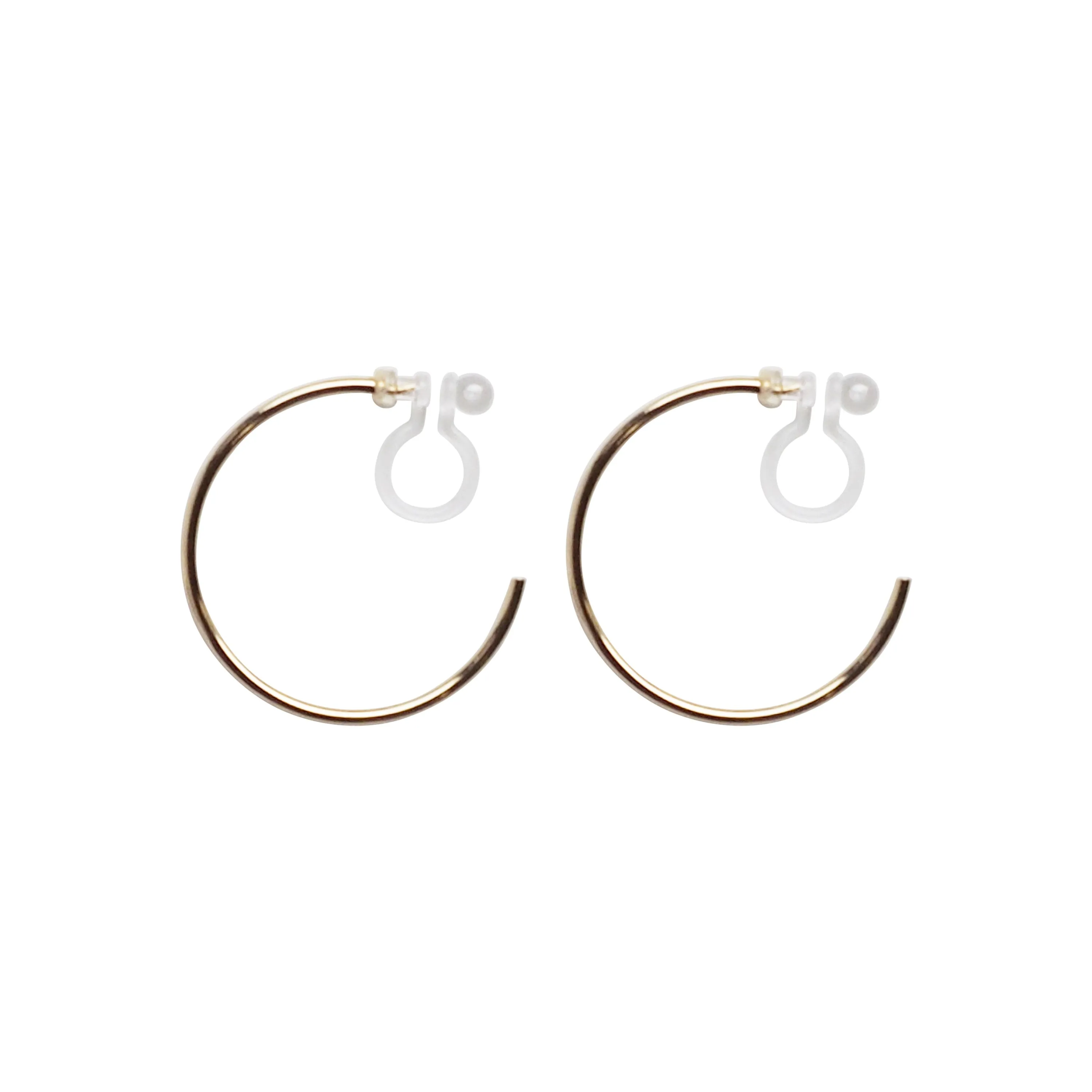 Big Invisible Clip On Hoop Earrings (Gold tone)