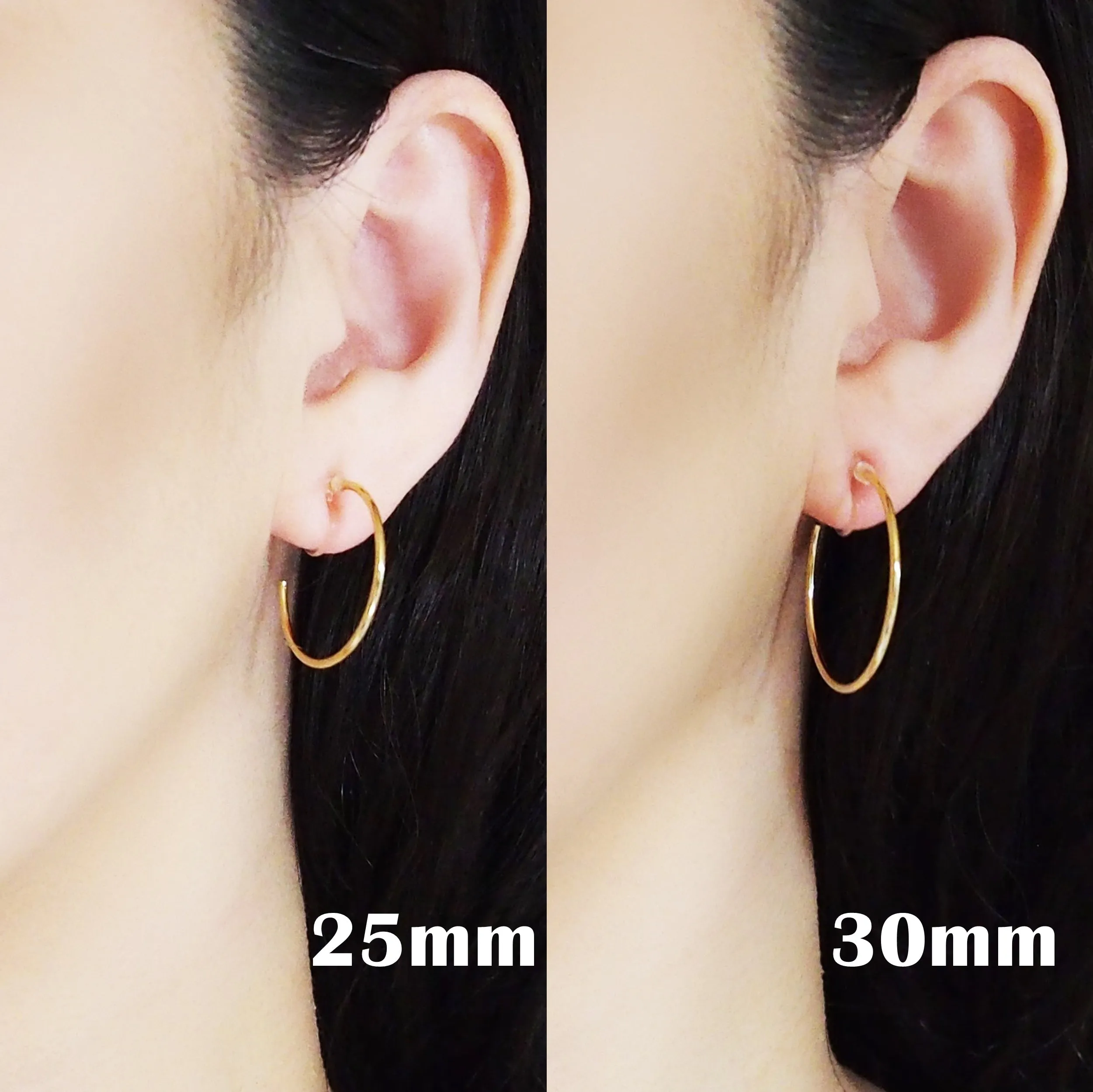 Big Invisible Clip On Hoop Earrings (Gold tone)