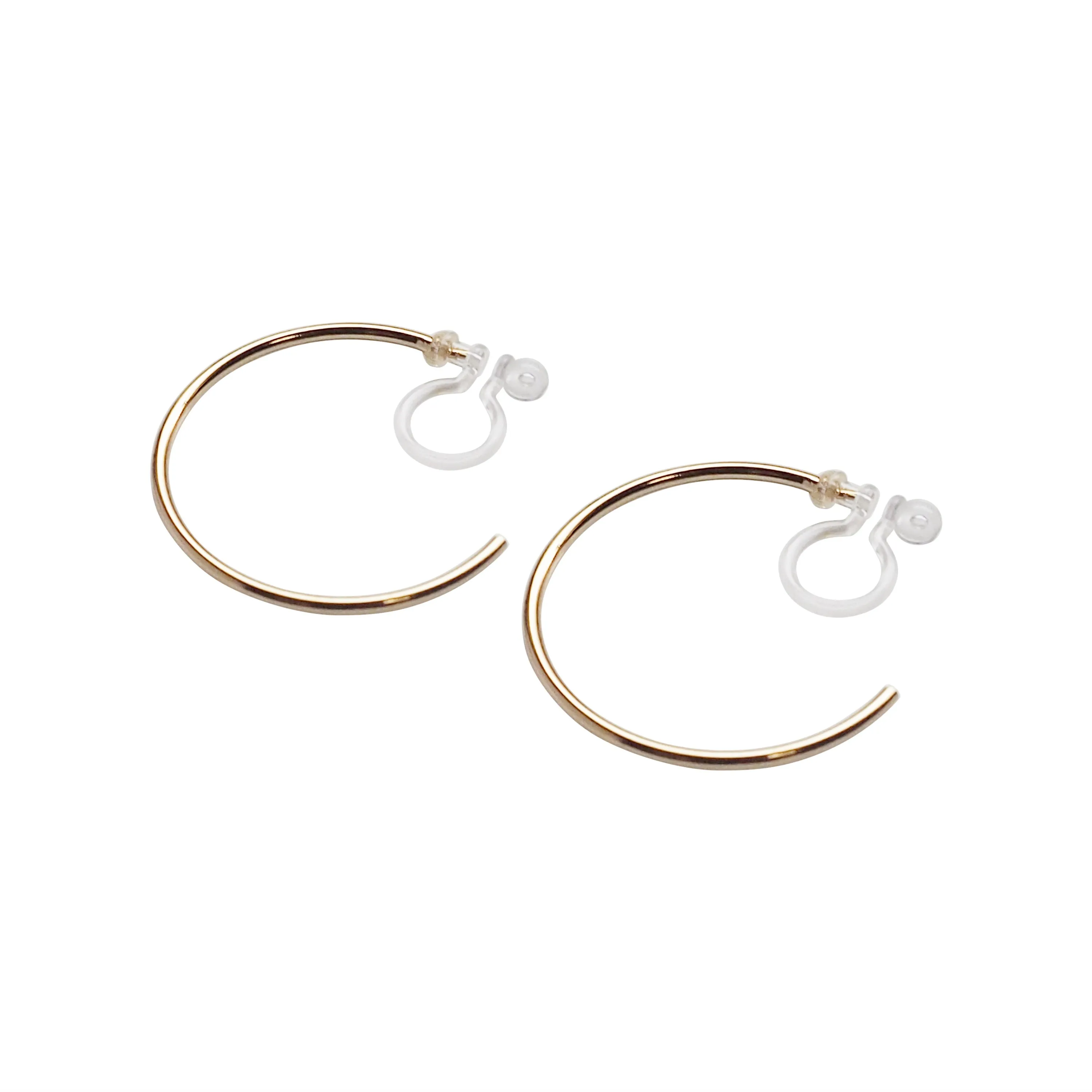 Big Invisible Clip On Hoop Earrings (Gold tone)