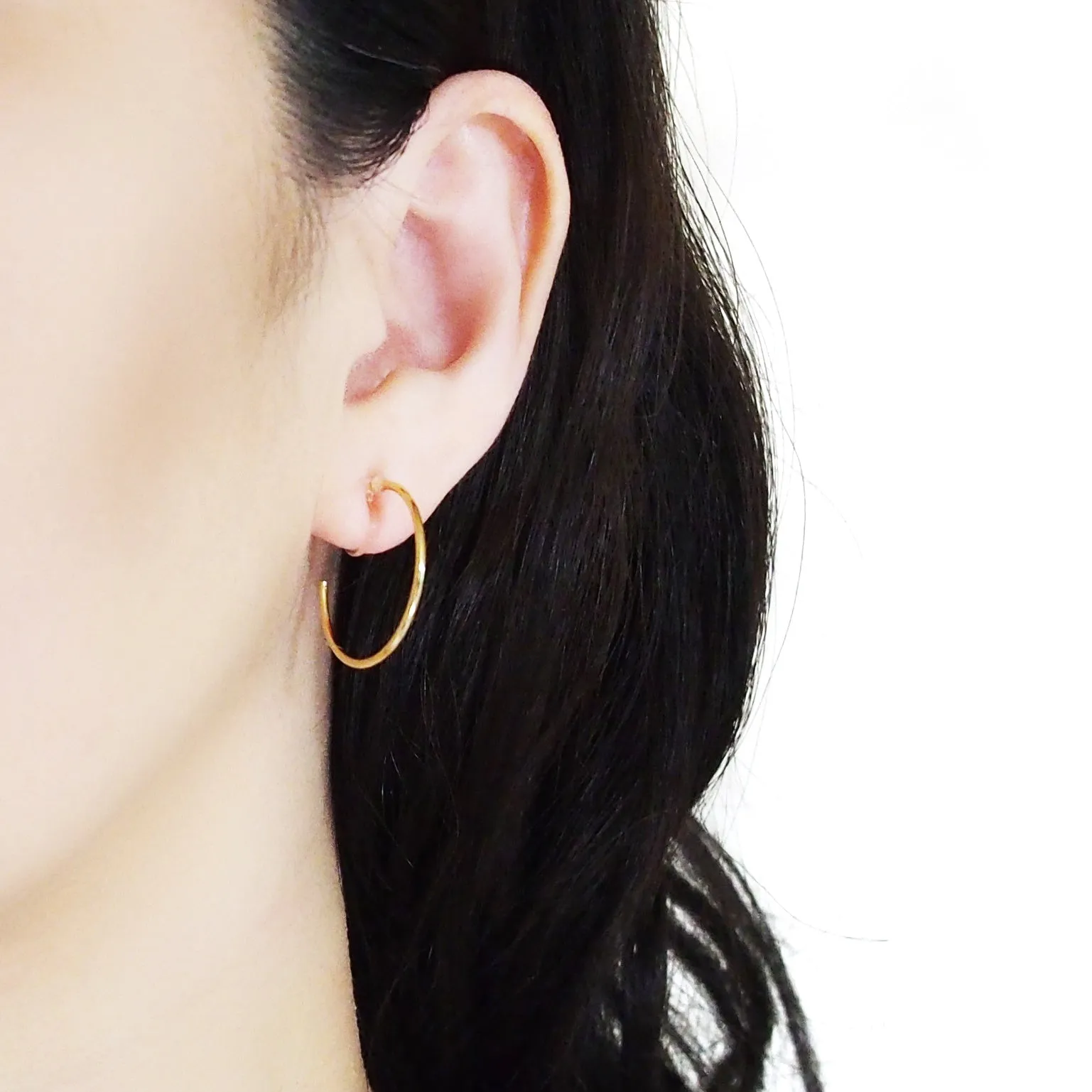 Big Invisible Clip On Hoop Earrings (Gold tone)