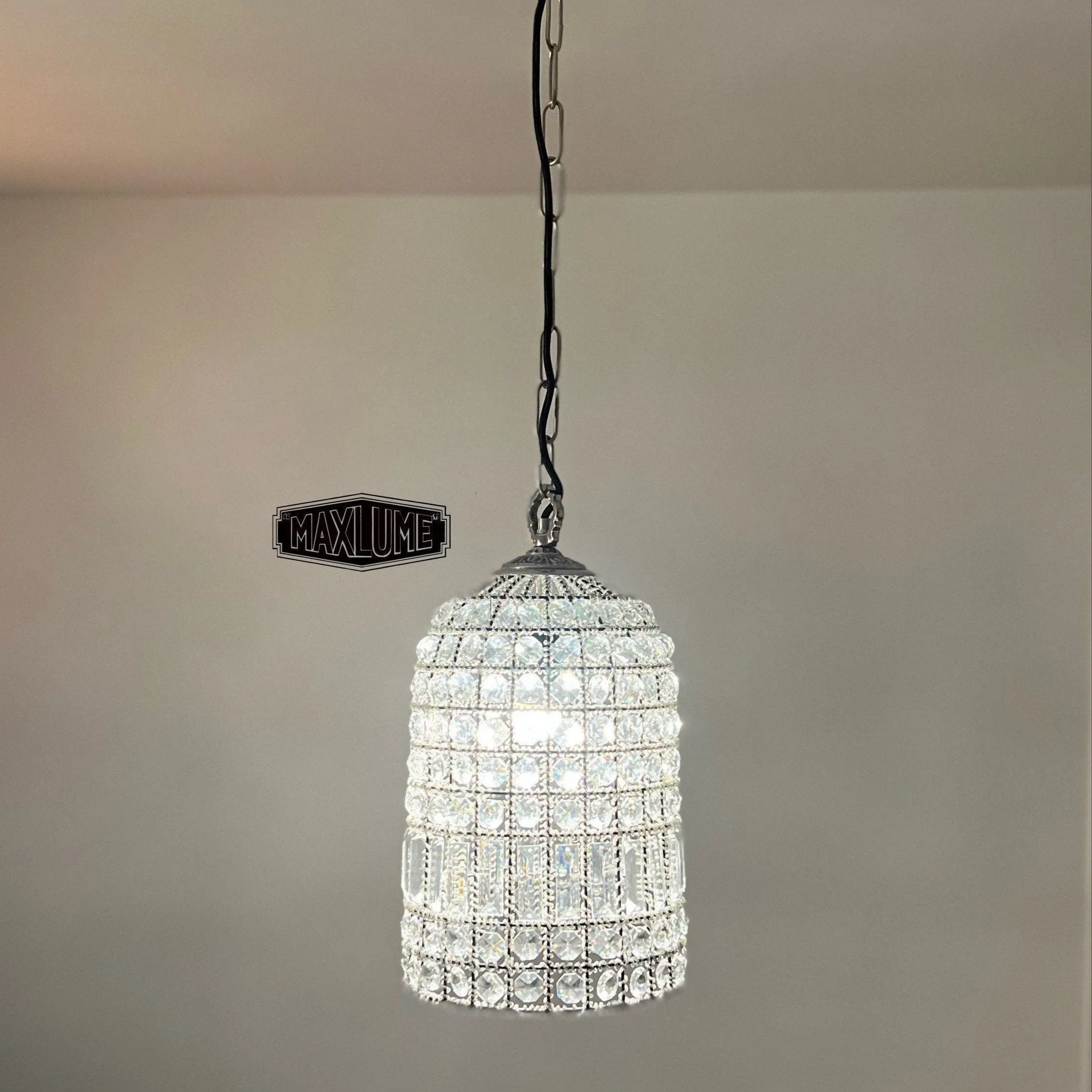 Bixley ~ French Glass Bird Cage Luxury Chandelier Light Dining Room Ceiling Pendant 10 Inch