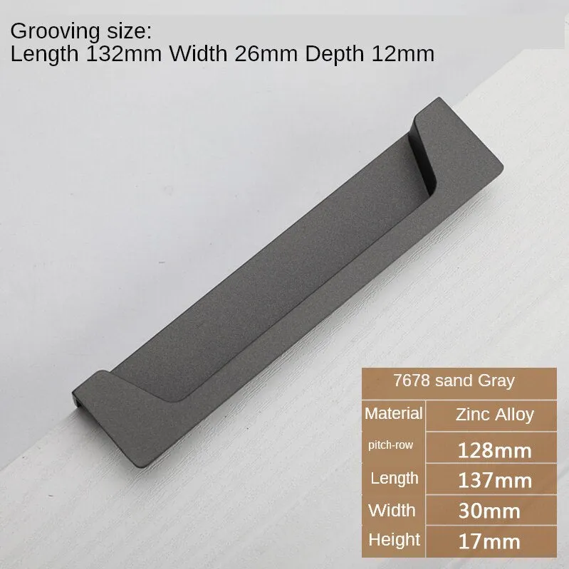 Black Slotting Sliding Door Handle Gold Modern European Style Concealed Button Closet Drawer Handle Furniture Hardware