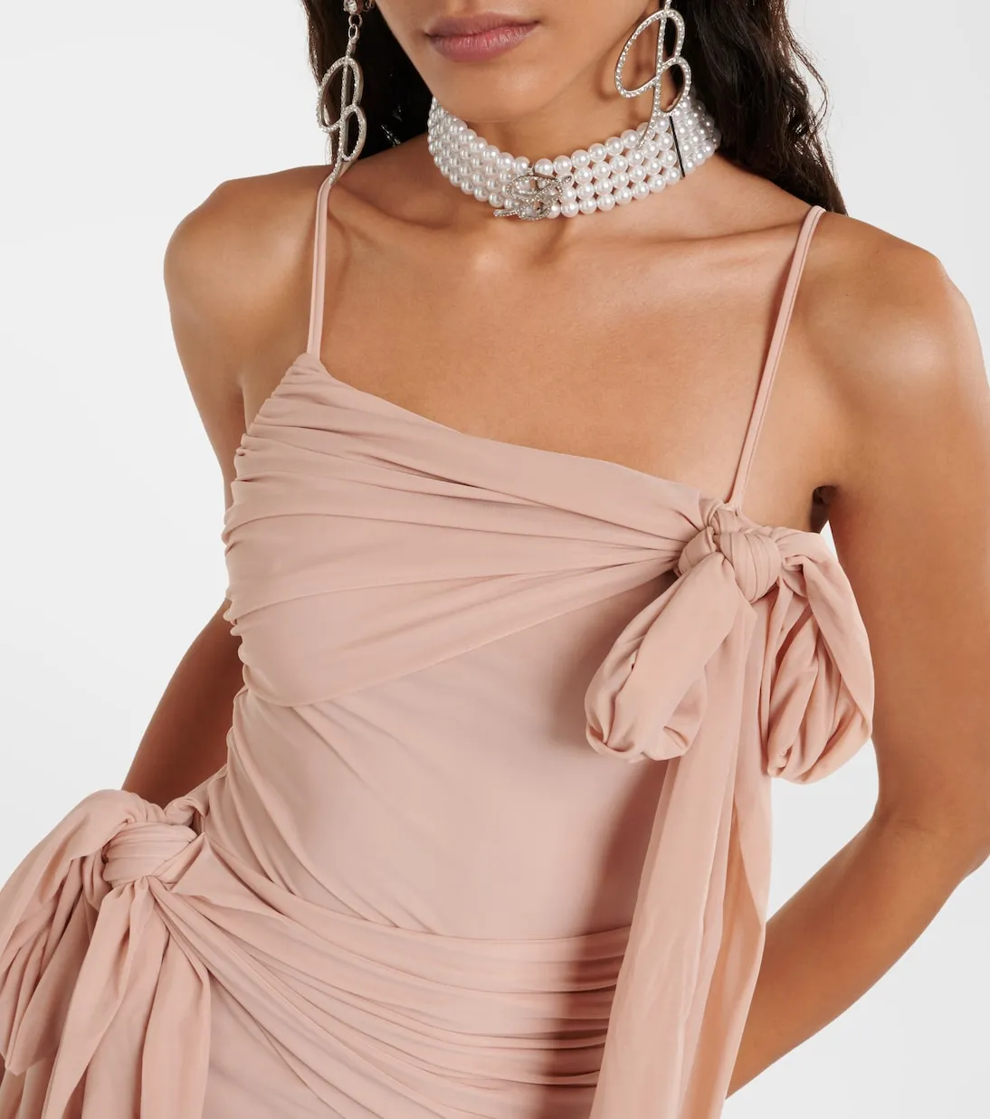 Blumarine ruched jersey mini dress, pink