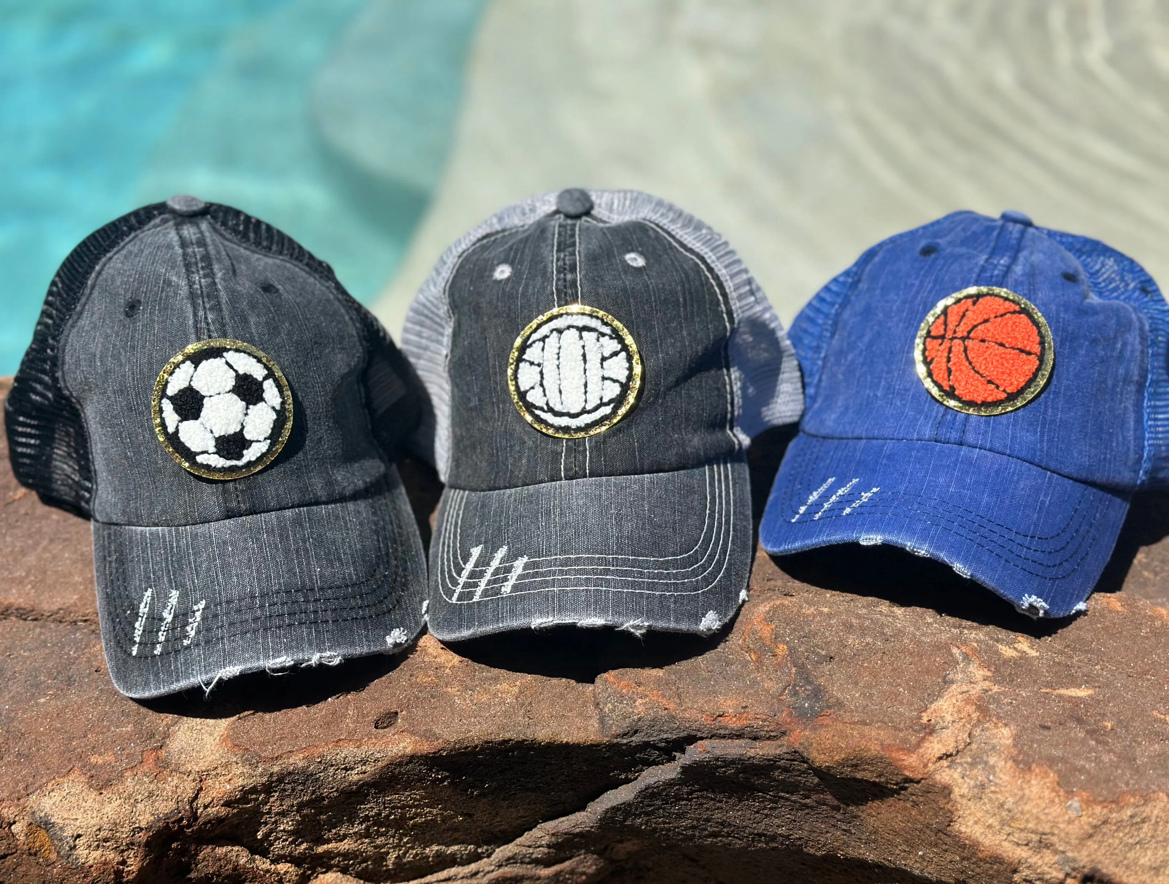 Chenille Basketball Patch Hats (Various Styles)