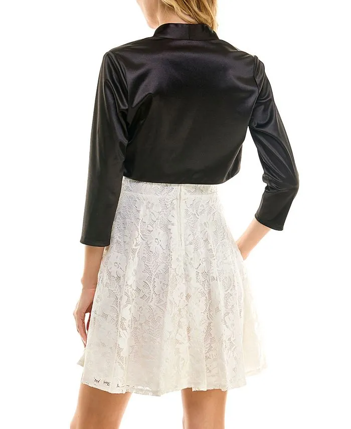 City Studios Satin Shoulder Open Front Black