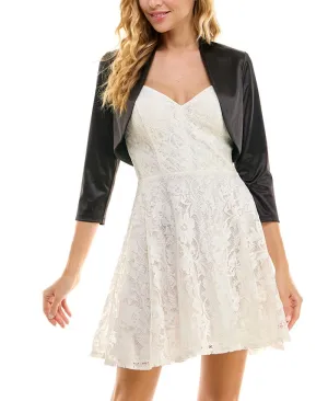 City Studios Satin Shoulder Open Front Black