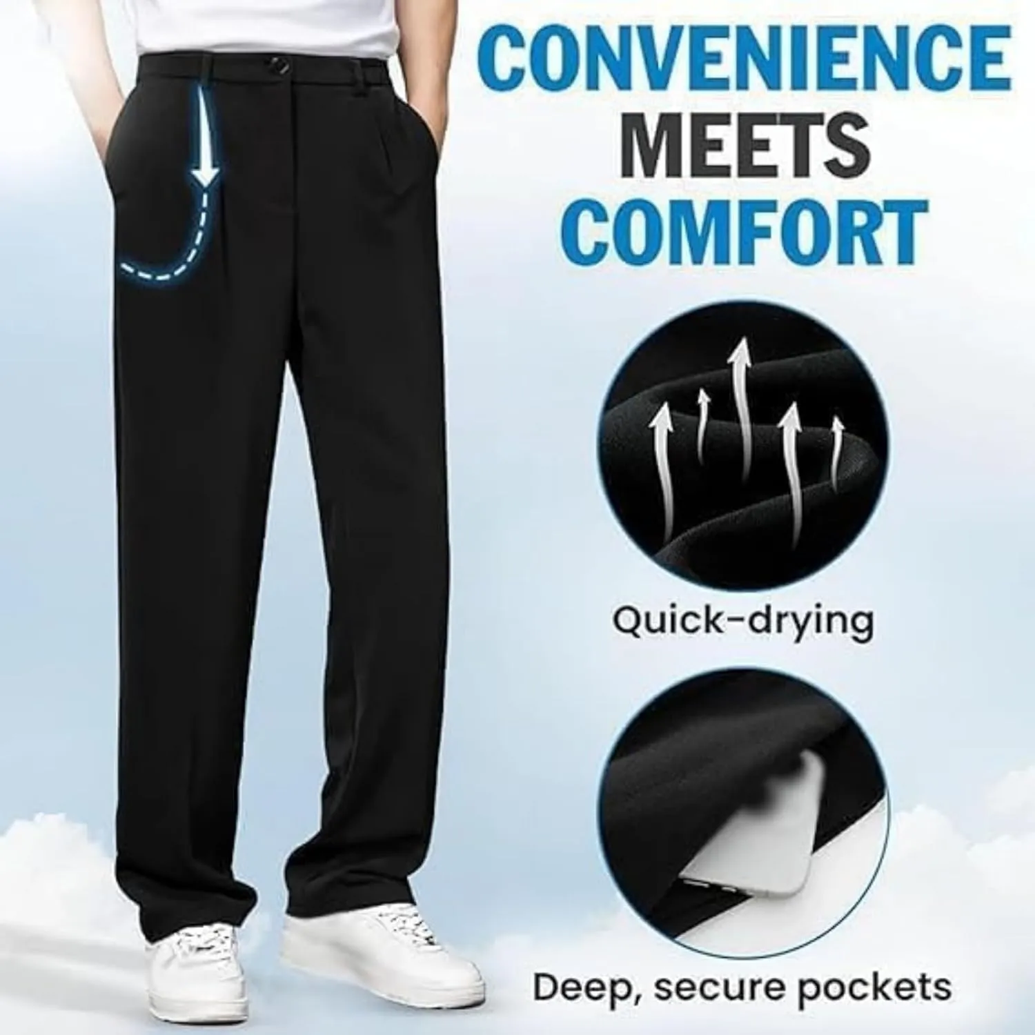 Denimblack Pants for Men, Easemotions Super Stretch Ice Silk Comfort Everyday Pants