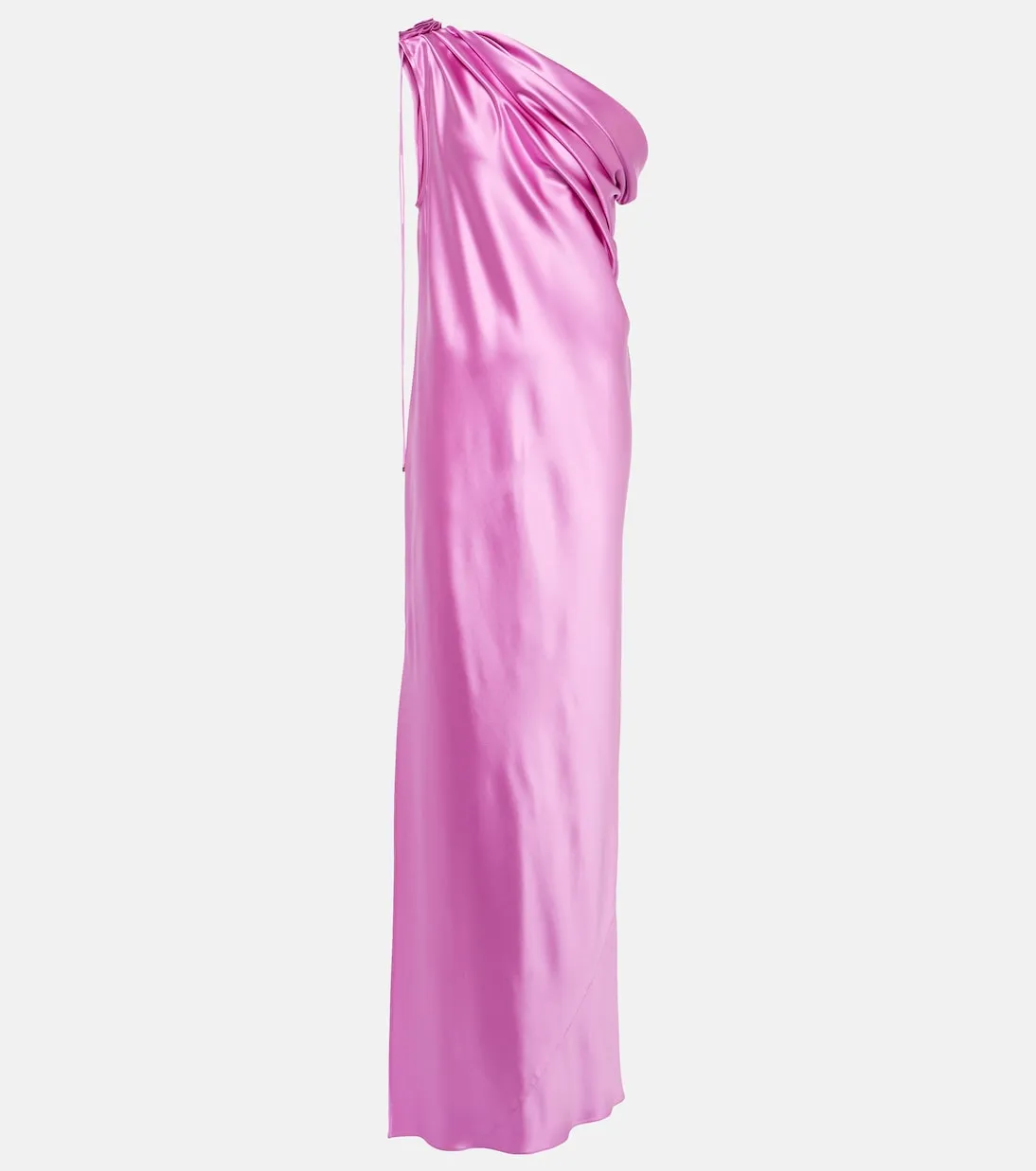 Elegant opera one-shoulder silk dress Max Mara, pink