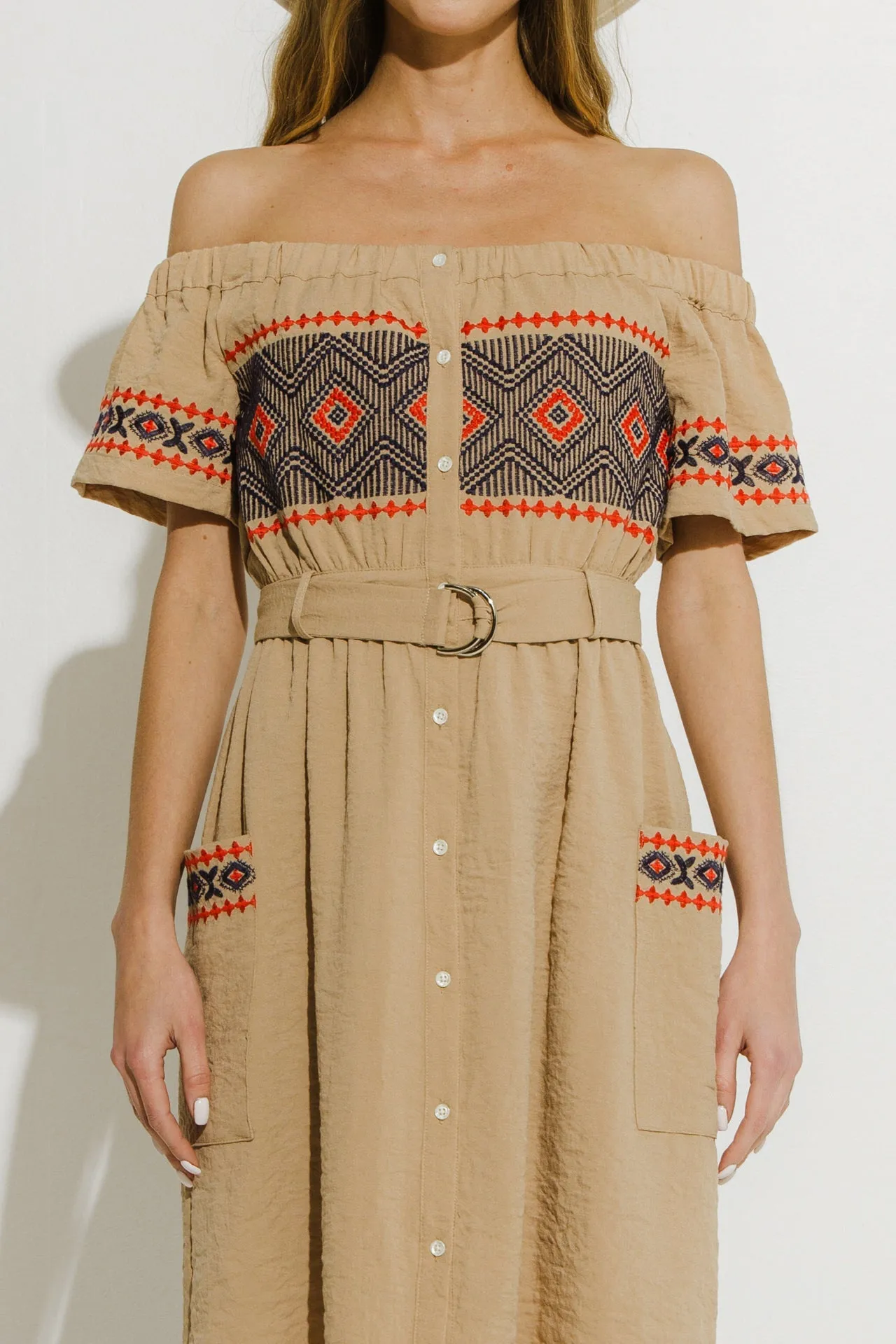 Endless Rose - Off the Shoulder Embroidered Dress