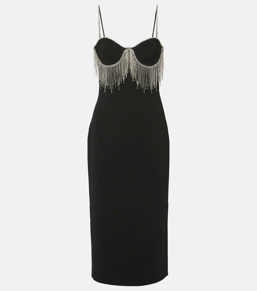 Estelle crepe midi dress with Rebecca Vallance embellishment, black