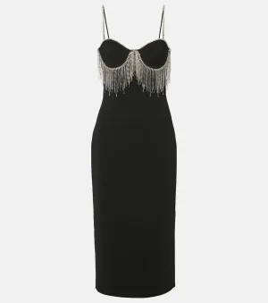 Estelle crepe midi dress with Rebecca Vallance embellishment, black