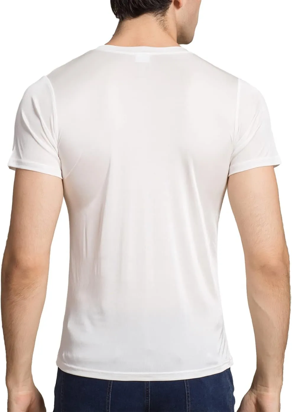 Grenasasilk Mens Mulberry Silk T-Shirts Short Sleeve Pure Silk Dress Tee Shirts Breathable & Moisture V-Neck Undershirt Top