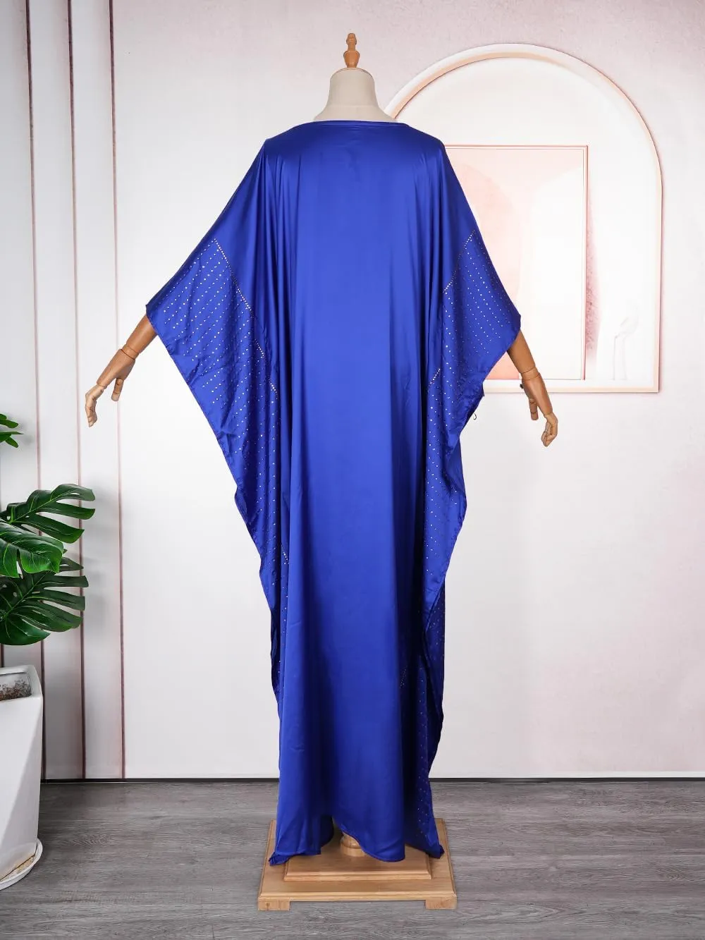 HD African Dresses for Women Fashion Beading Rhinestone Kaftan Maxi Dress