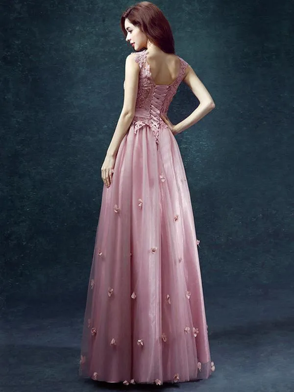 Lace Split-joint Sleevelss Evening Dress