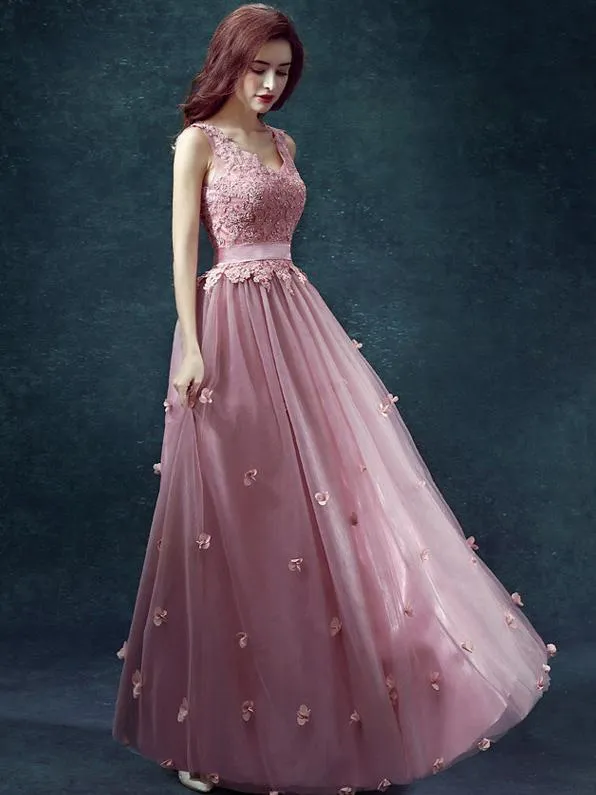 Lace Split-joint Sleevelss Evening Dress