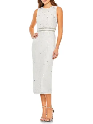 Mac Duggal sequin dress, white