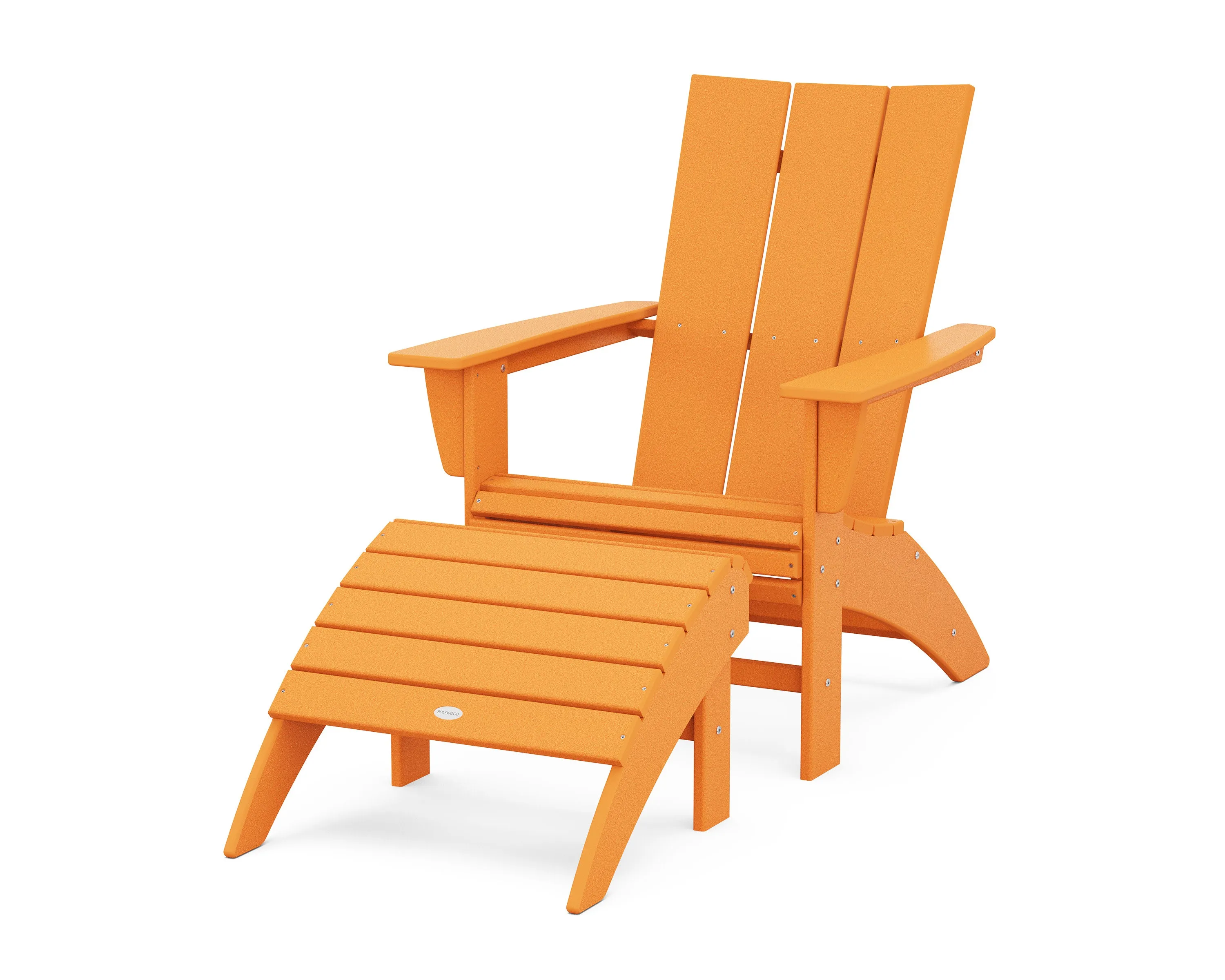 Modern Curveback Adirondack Chair 2-Piece Set with Ottoman