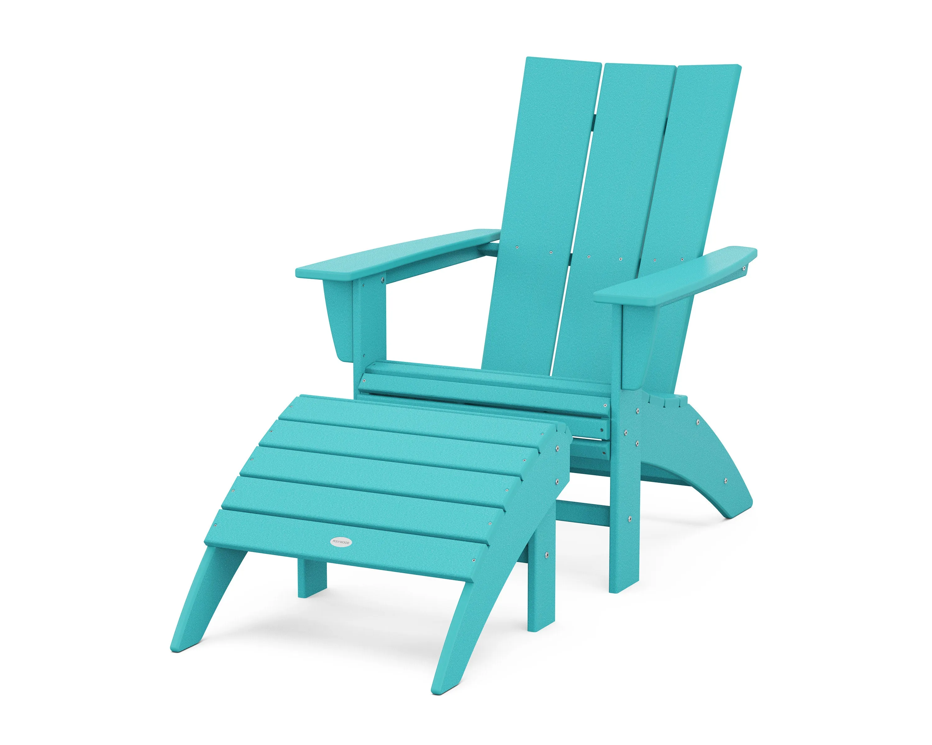 Modern Curveback Adirondack Chair 2-Piece Set with Ottoman