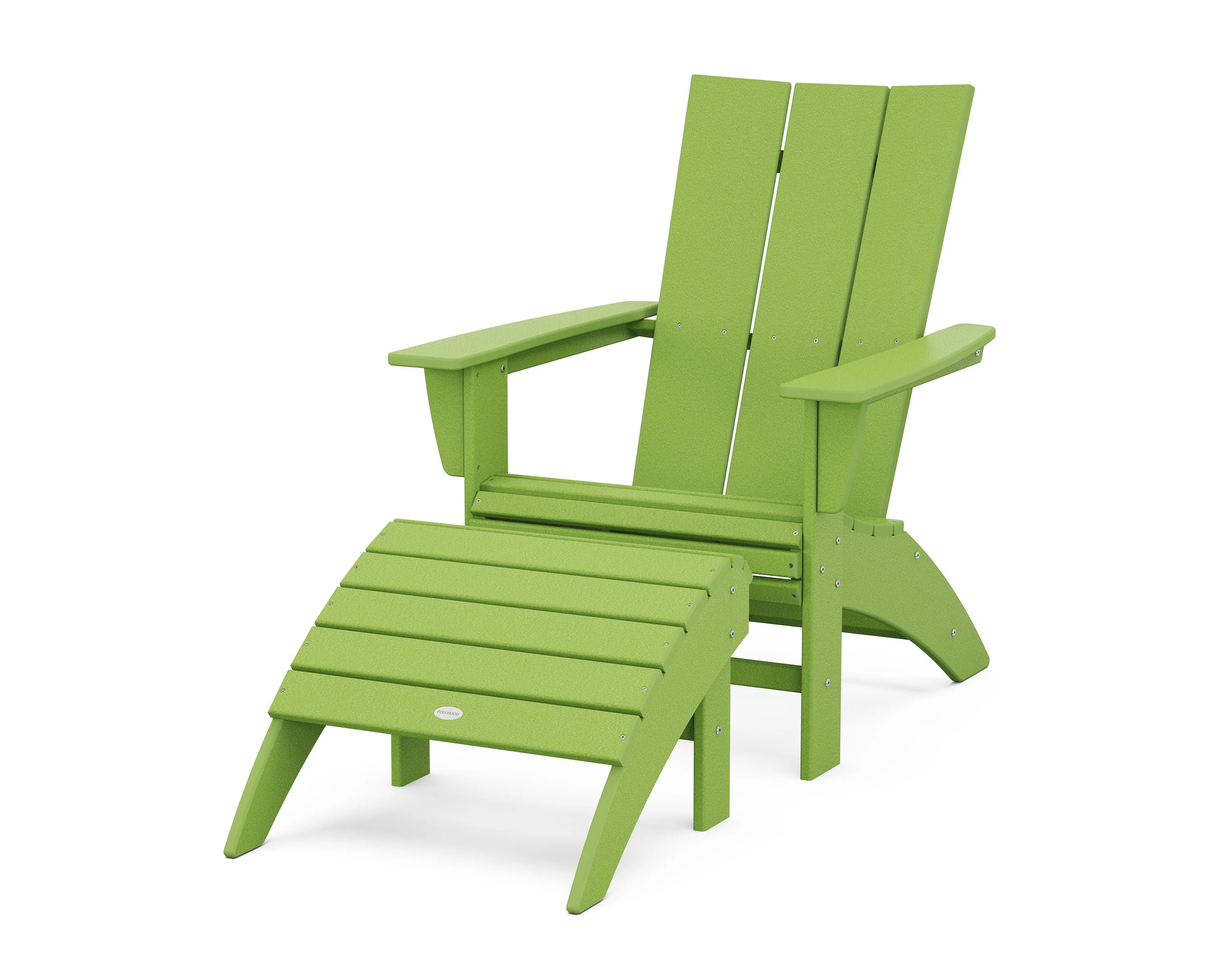 Modern Curveback Adirondack Chair 2-Piece Set with Ottoman