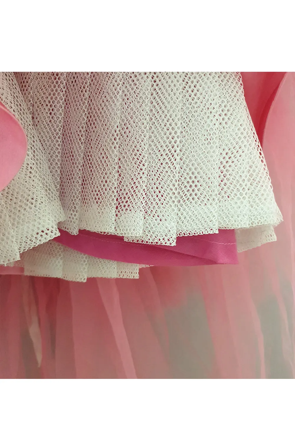 Pink minnie mouse printed high and low gown with a head band