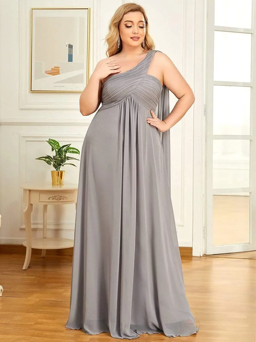 Plus Size Chiffon One Shoulder Evening Dresses for Women