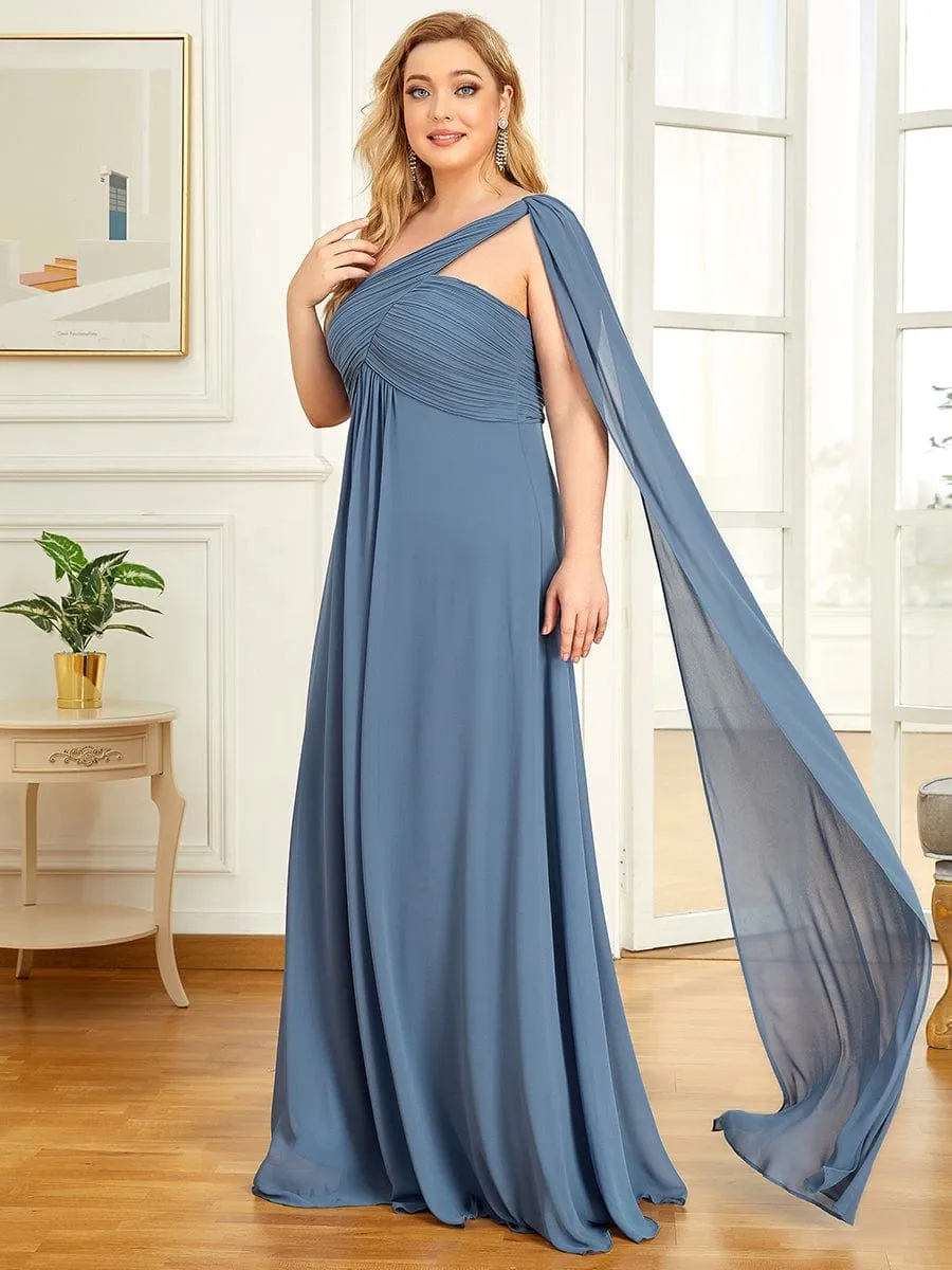 Plus Size Chiffon One Shoulder Evening Dresses for Women