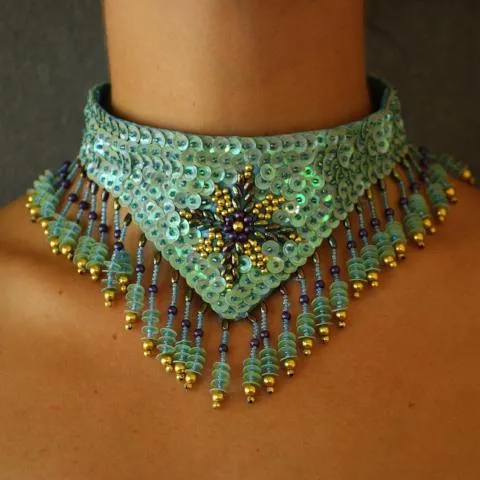 Sequin Beaded Collar Belly Dance Arabian Nights Genie Aladin party theme costume accessory