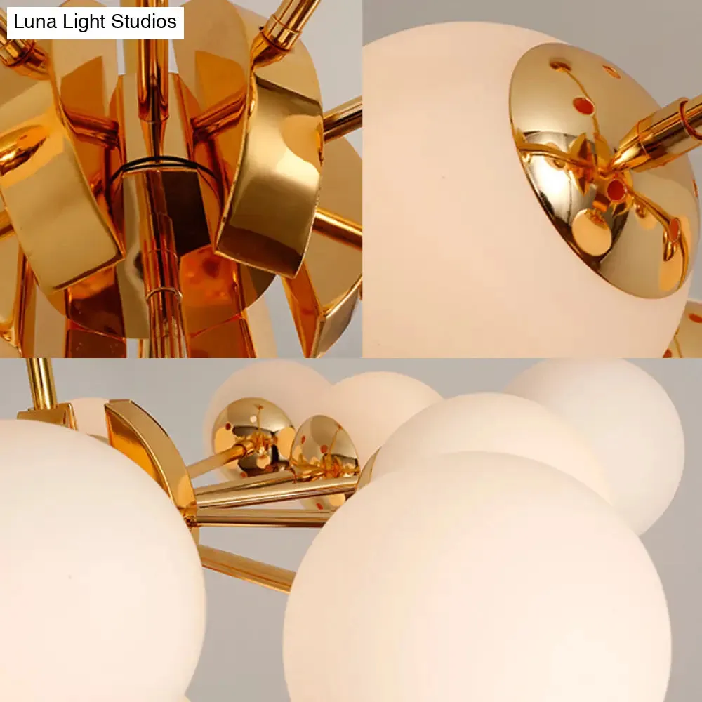 Vintage Milk Glass Chandelier Pendant Light with 7/13 Hanging Lights - Gold Finish