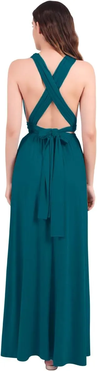Women Transformer Evening Long Prom Dress Multi-Way Wrap Convertible Floor Length Wedding Halter Maxi Gown High Elasticity