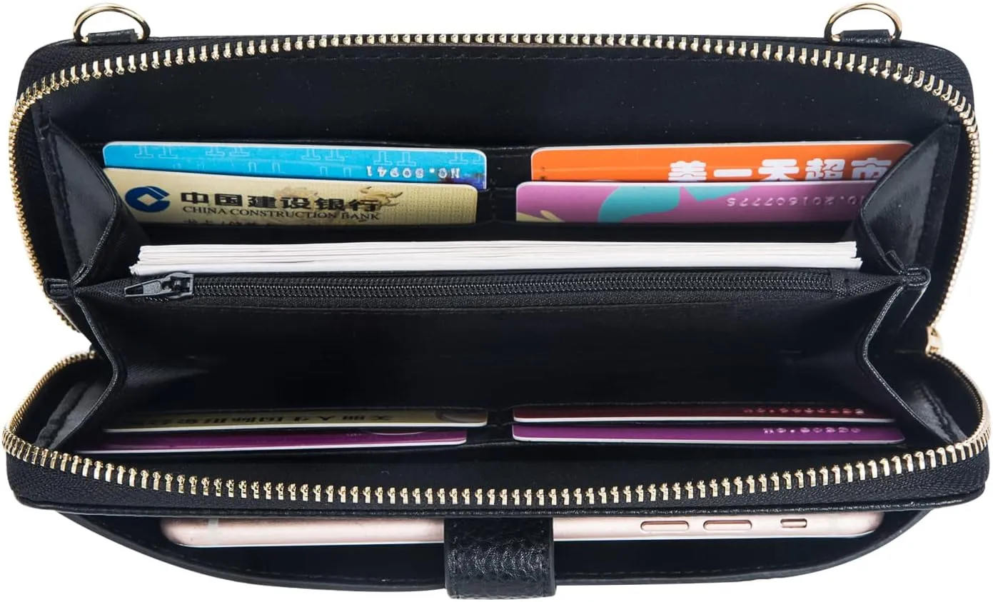 Womens Wristlet Wallet Crossbody Bag Cellphone Purse Handbag RFID Card Slots 2 Strap Wrist